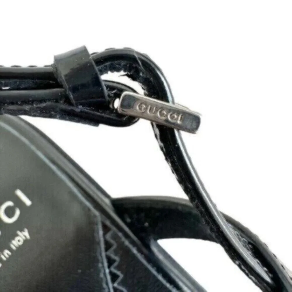 NIB Gucci Divine Horsebit Nero Black Caged Leather Slingback Sandals Size 7.5 - Picture 13 of 16